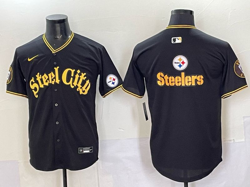Men 2025 Nike Pittsburgh Steelers Blank Black Limited NFL Jersey style 0064